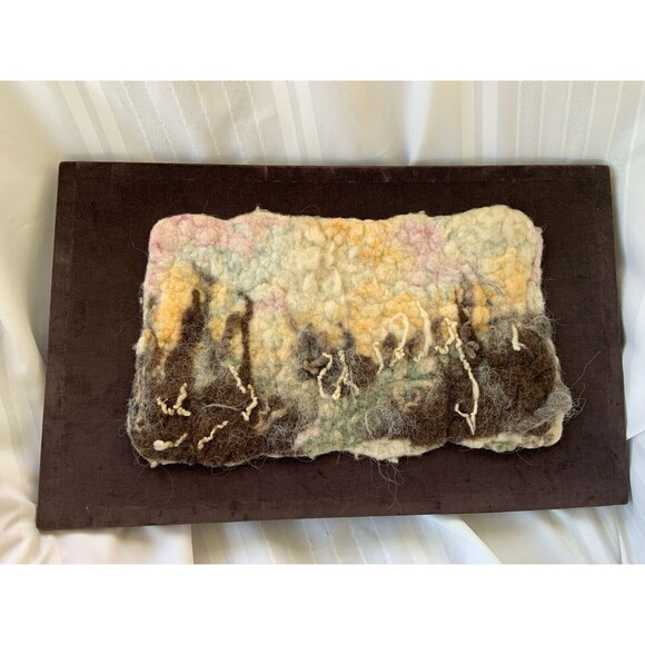 ‘Winter Sunset In Oklahoma’ Folk Art Needle Felted Wool Landscape OOAK